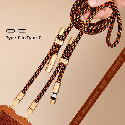Oatsbasf 60W Type-C to Type-C Data Cable Retractable Phone Lanyard