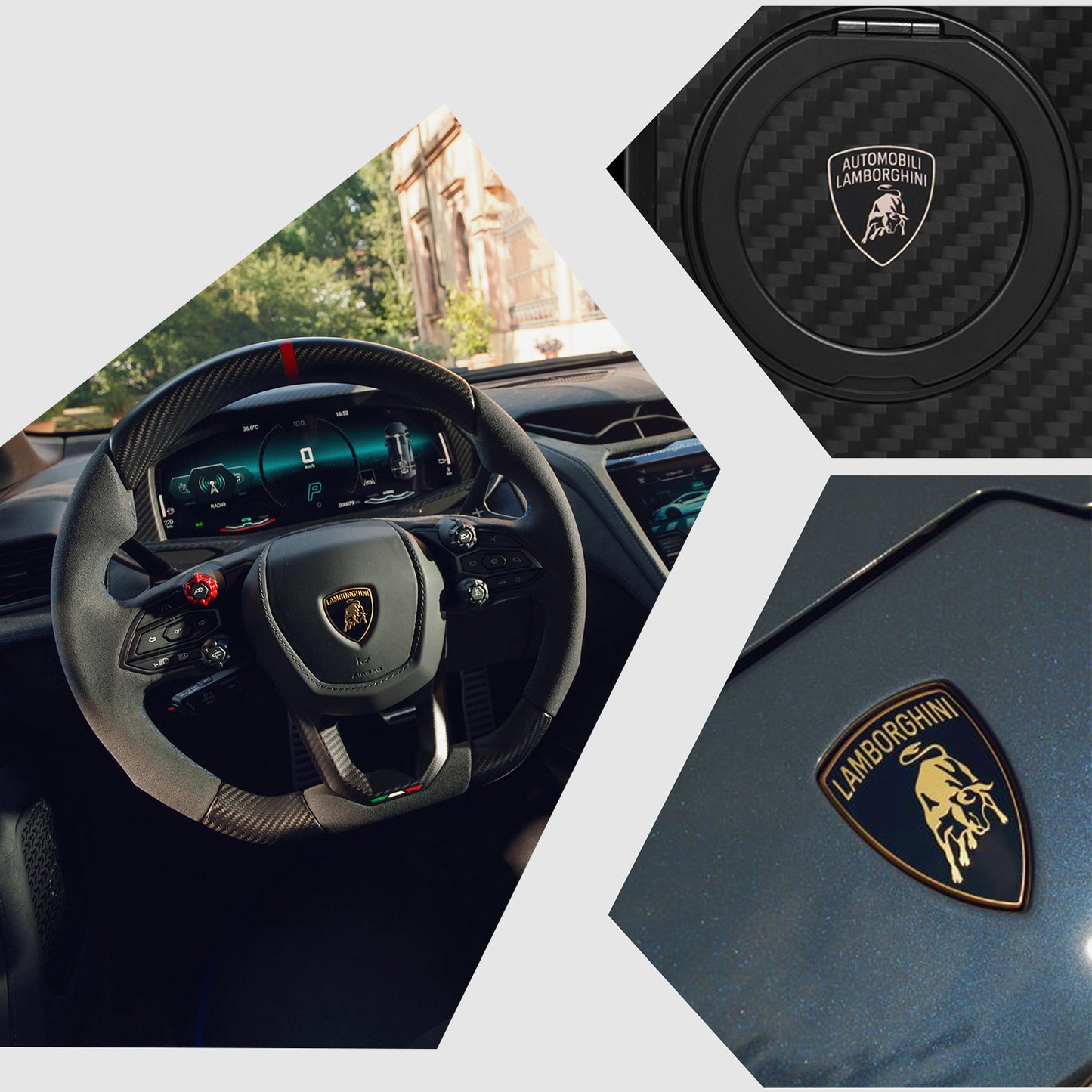 Lamborghini MagSafe 360° Stand  Carbon Fiber Phone Case - Temerario D4