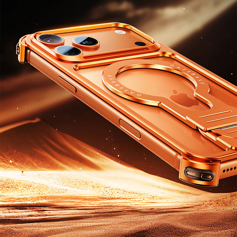 Oatsbasf JianLi MagSafe Kickstand Air Cushion Minimalist Frameless Metal Case Cover