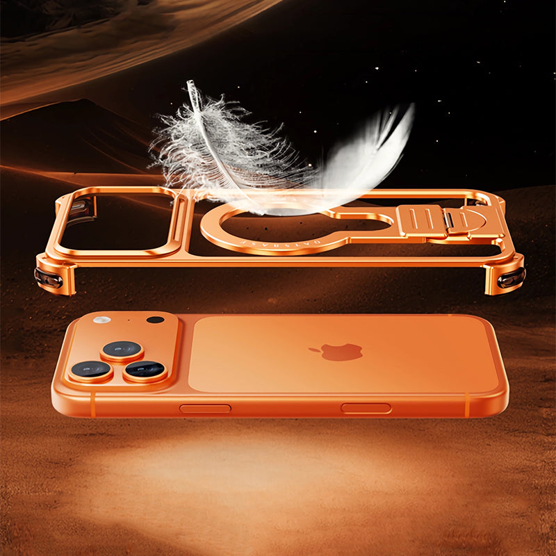 Oatsbasf JianLi MagSafe Kickstand Air Cushion Minimalist Frameless Metal Case Cover