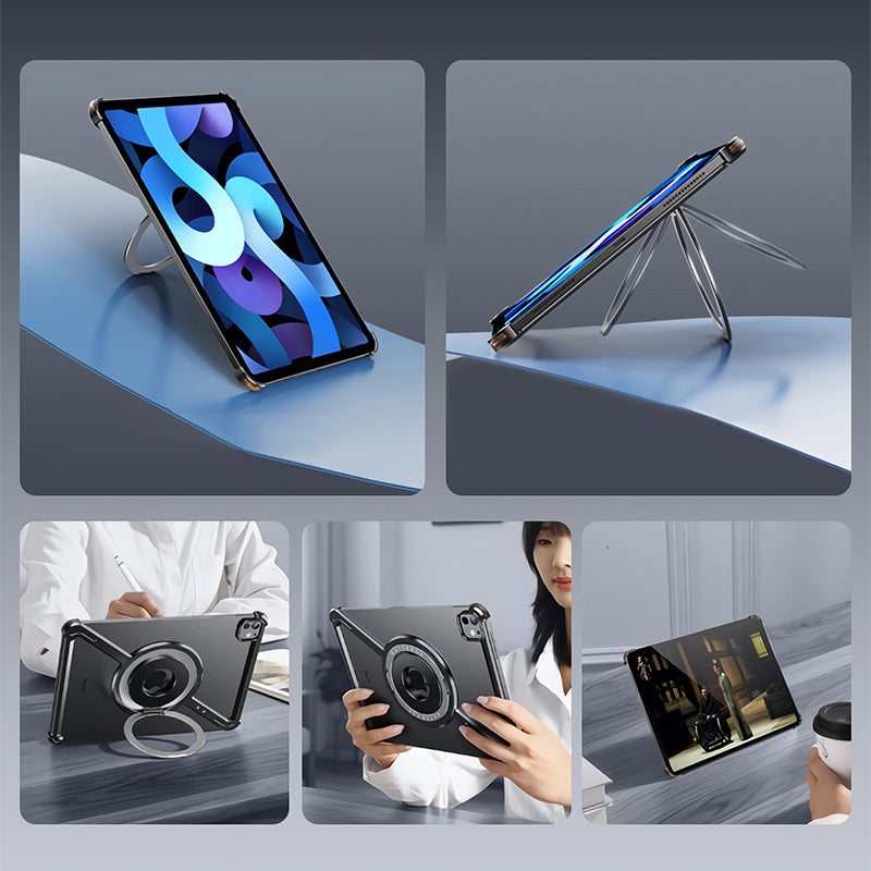 Oatsbasf Z MagSafe Pivot Ring Stand Air Cushion Metal Case Cover for iPad
