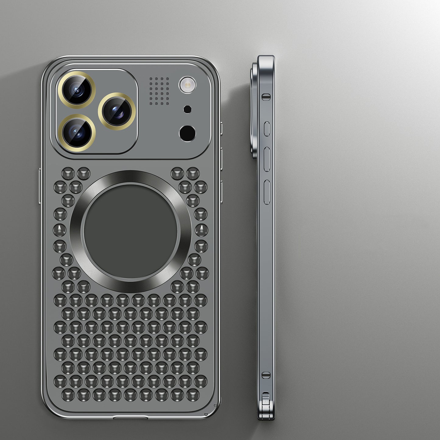 Armor King MagSafe Aluminum Alloy Heat Dissipation Lens Protector Aromatherapy Metal Case Cover