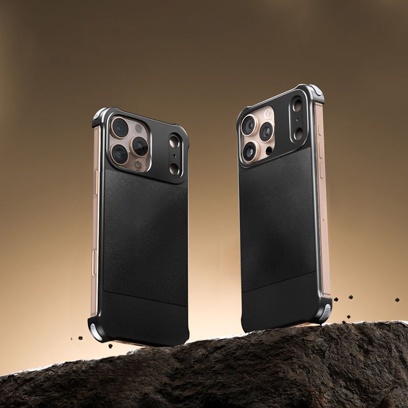 Armor King Bezel-less Leatherette Back Air Cushion MagSafe Metal Case Cover