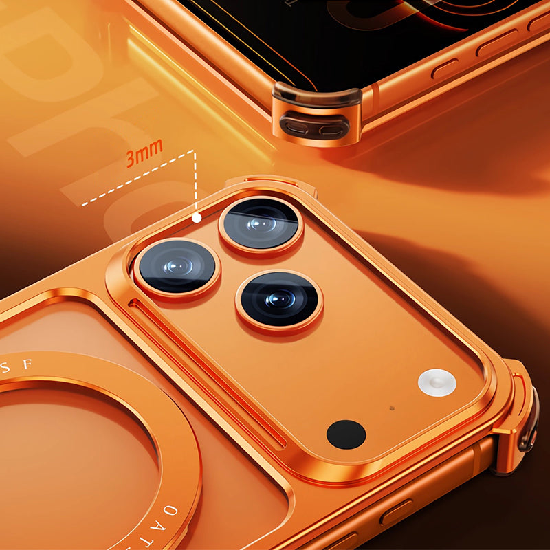 Oatsbasf JianLi MagSafe Kickstand Air Cushion Minimalist Frameless Metal Case Cover