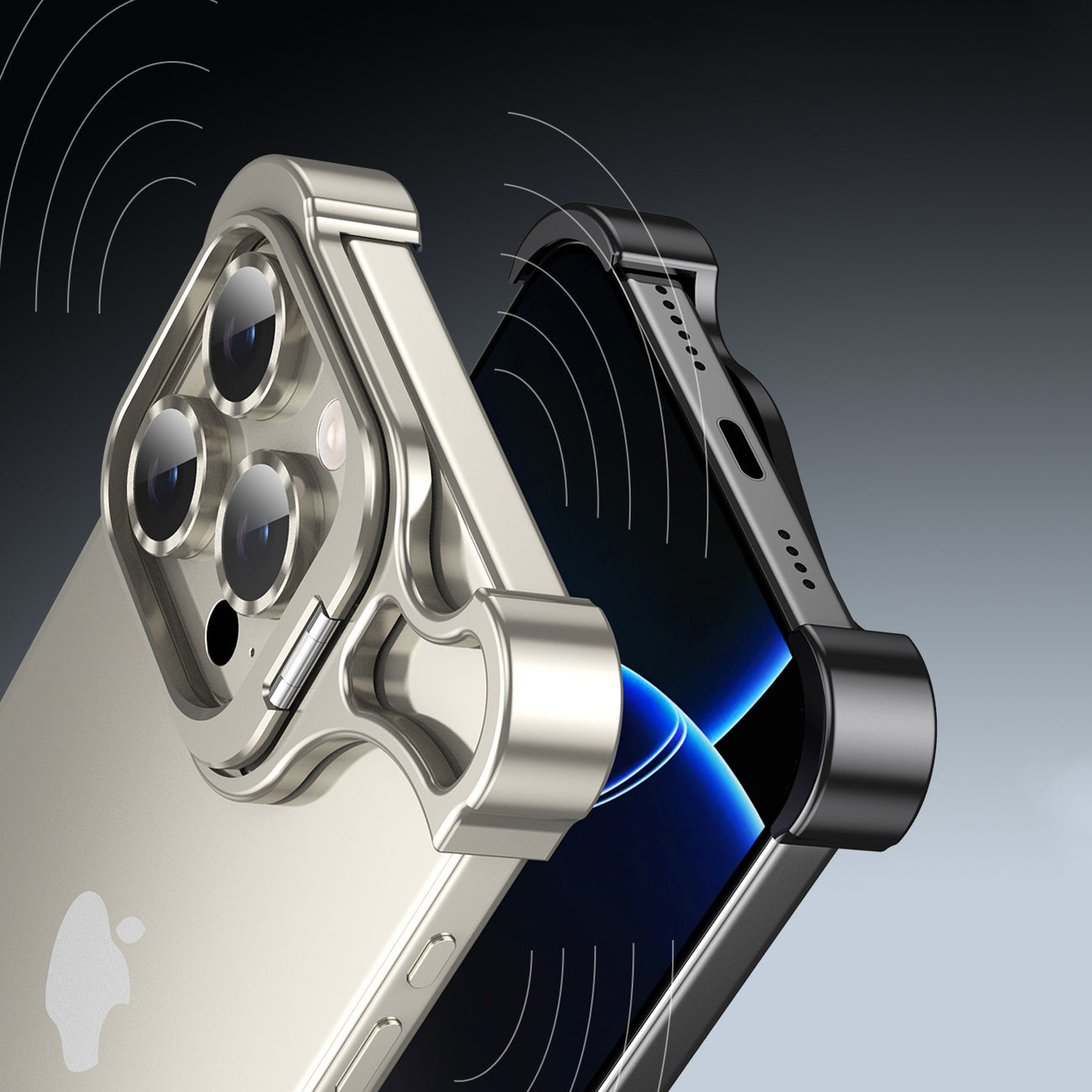 Armor King Wing Skeleton Lens Stand Frameless Anti-fall Metal Case Cover