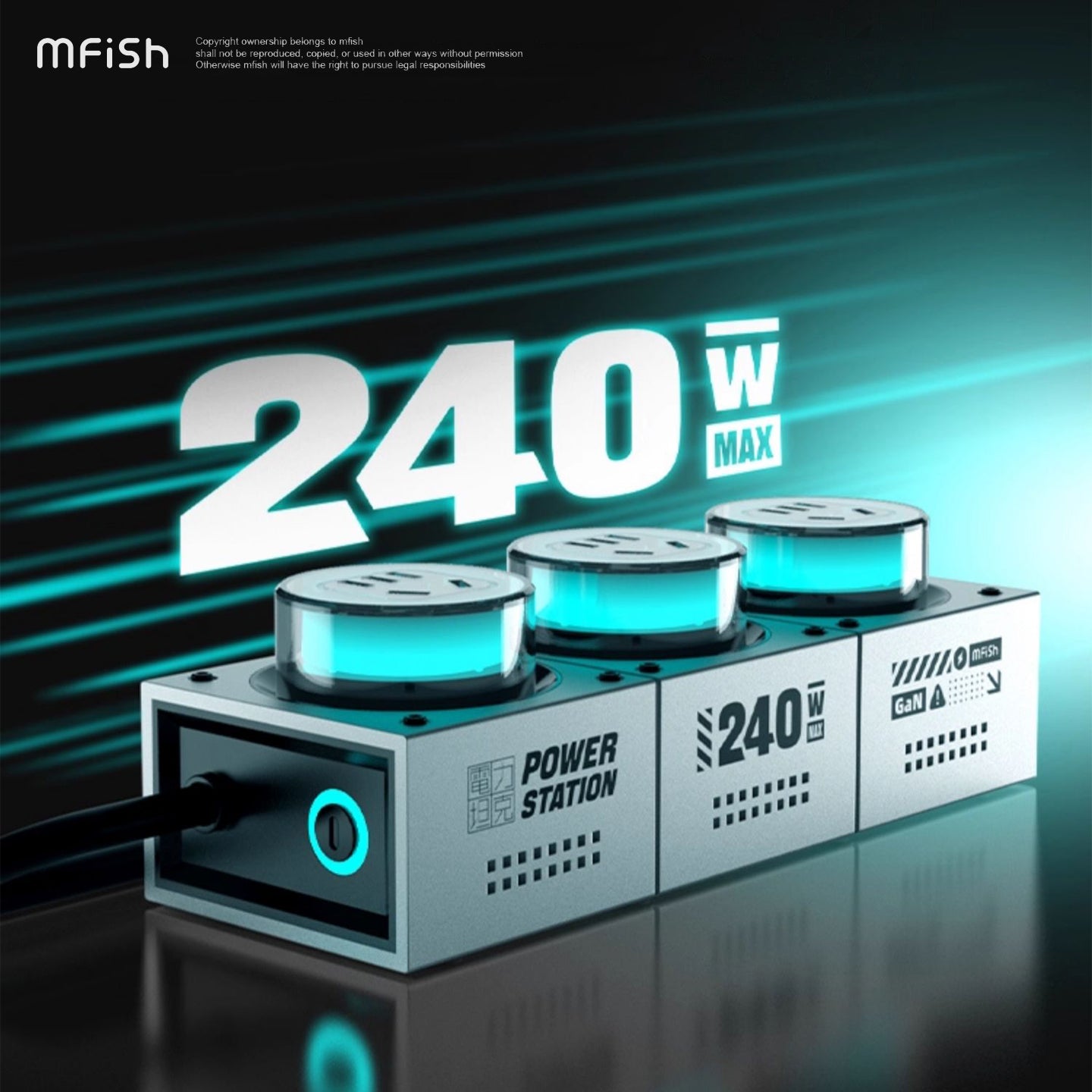 Mfish E-Tank Power Station 240W GaN PD Desktop Charger