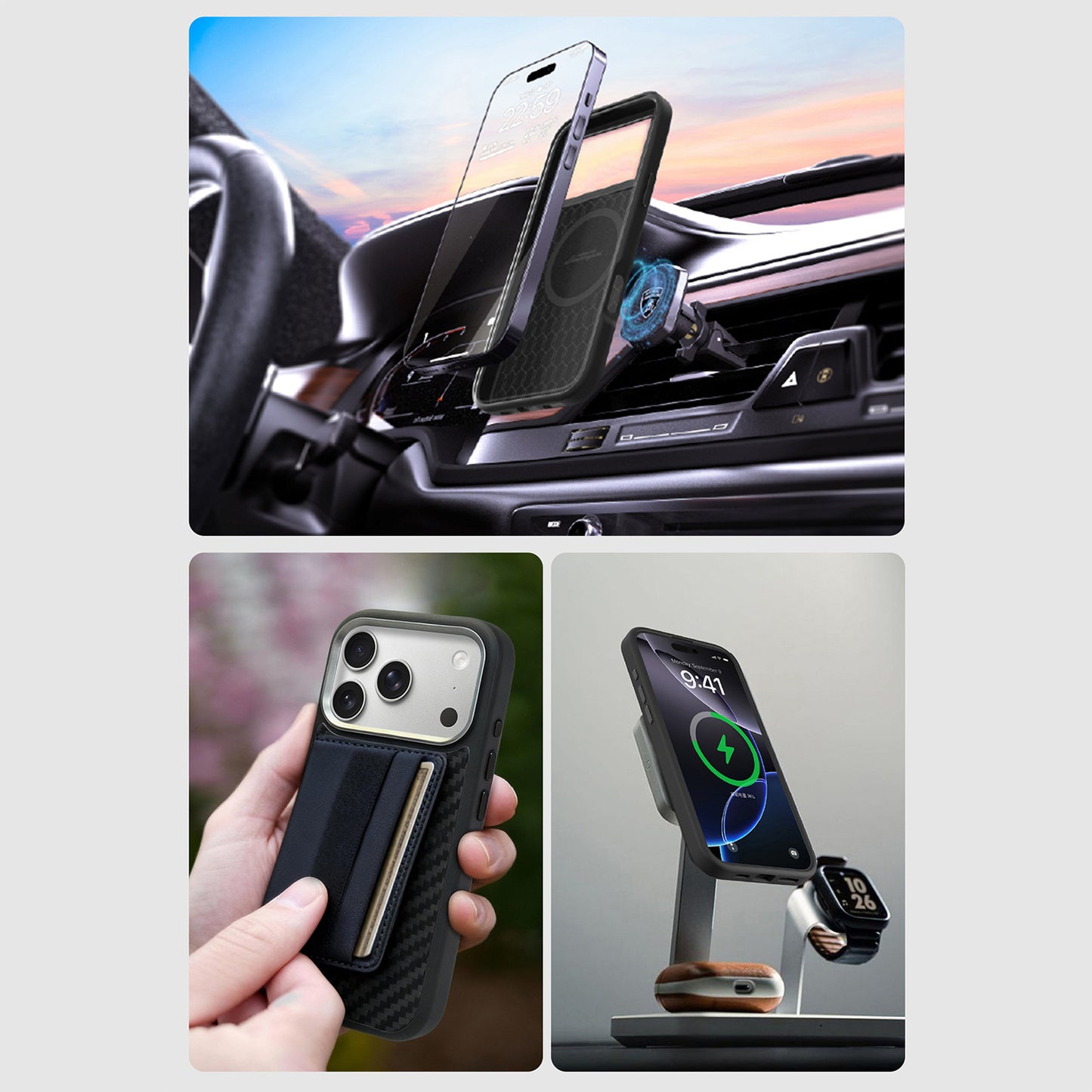 Lamborghini MagSafe 360° Stand  Carbon Fiber Phone Case - Temerario D4