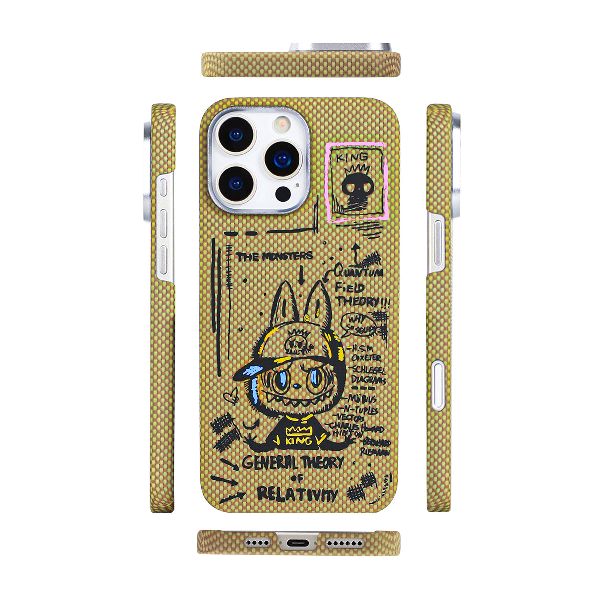 Armor King Labubu Graffiti Luxury Pure Aramid Fiber MagSafe Case Cover