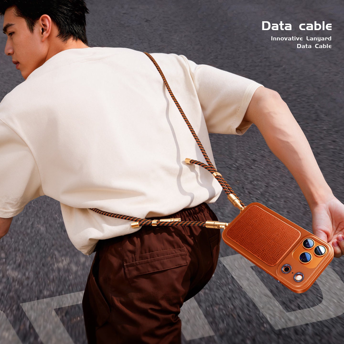 Oatsbasf 60W Type-C to Type-C Data Cable Retractable Phone Lanyard