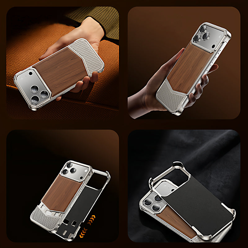 Oatsbasf MagSafe Metal+Wood Extraordinary Sliding Case Cover