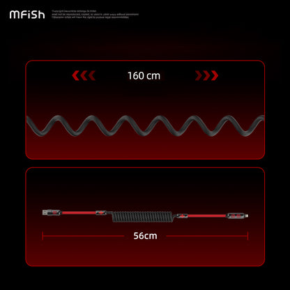 Mfish Armored Dragon VIII 240W USB-A+Type-C to Lightning+Type-C 4-in-1 Elastic Data Cable Charging Line