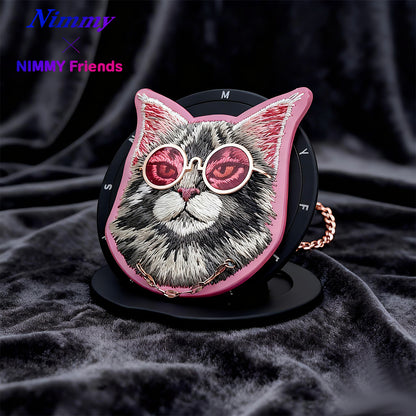 Nimmy Cool Glasses Cute Pets 3D Embroidery Magnetic Bracket Phone Holder