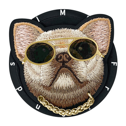 Nimmy Cool Glasses Cute Pets 3D Embroidery Magnetic Bracket Phone Holder