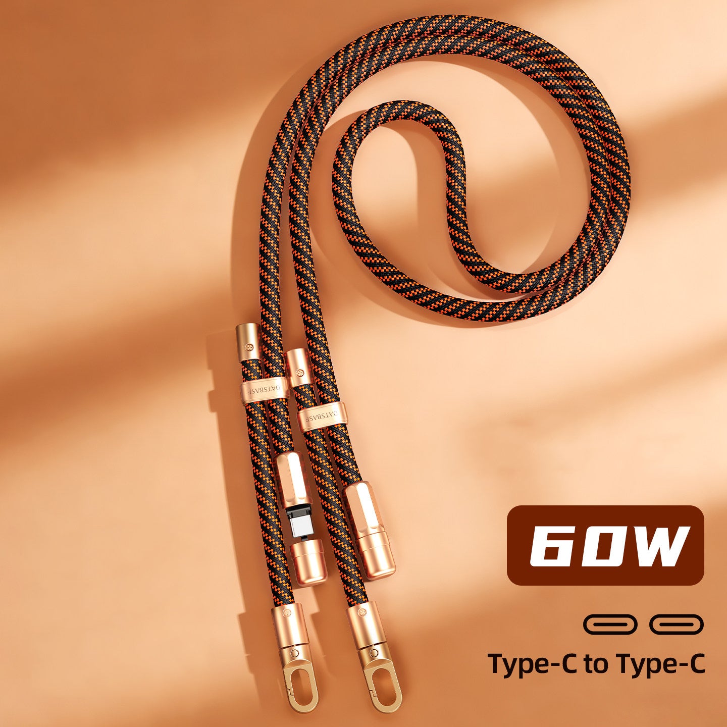 Oatsbasf 60W Type-C to Type-C Data Cable Retractable Phone Lanyard