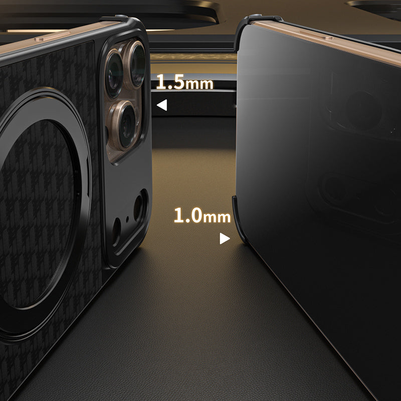 Armor King Bezel-less Leatherette Back Air Cushion MagSafe Metal Case Cover