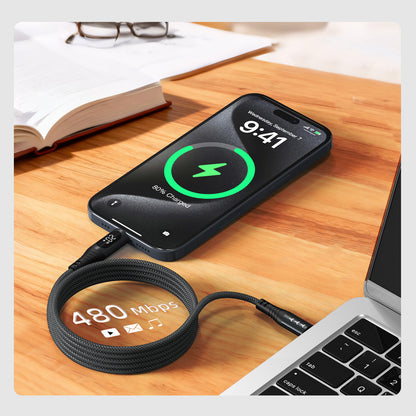 Lamborghini 100W USB-C to USB-C Charge & Sync Magnetic Cable with Digital LCD Display - Urus D1