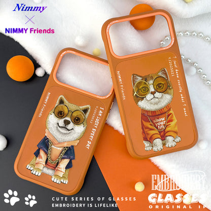 Nimmy Glasses Cute Pets Cool Embroidery Case Cover