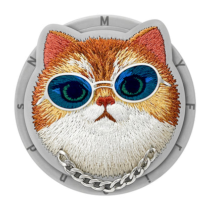 Nimmy Cool Glasses Cute Pets 3D Embroidery Magnetic Bracket Phone Holder
