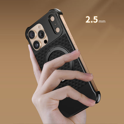 Armor King Bezel-less Leatherette Back Air Cushion MagSafe Metal Case Cover