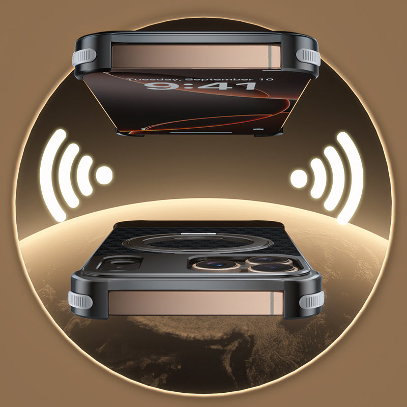 Armor King Bezel-less Leatherette Back Air Cushion MagSafe Metal Case Cover