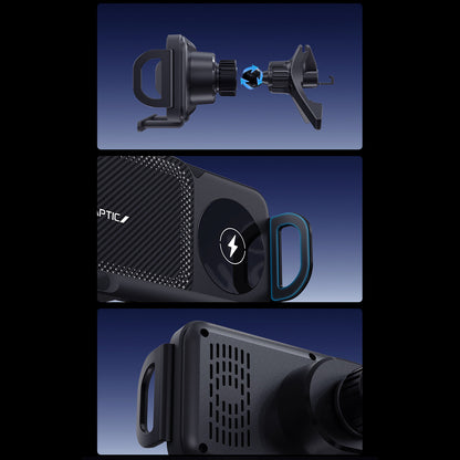 X-Doria Raptic Smart Rotation Kevlar Car Mount Foldable Phone Holder 15W Wireless Charger