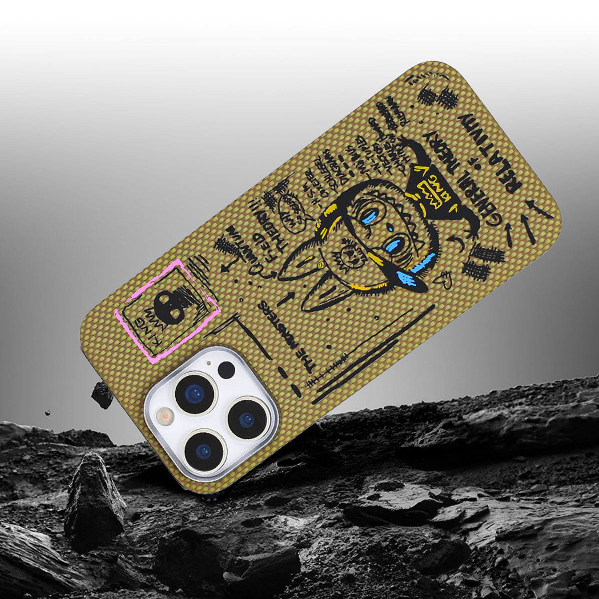 Armor King Labubu Graffiti Luxury Pure Aramid Fiber MagSafe Case Cover