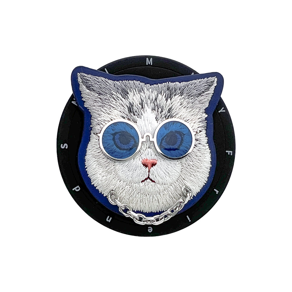 Nimmy Cool Glasses Cute Pets 3D Embroidery Magnetic Bracket Phone Holder