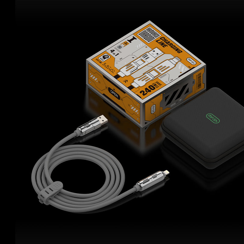 Mfish Armored Dragon I 240W USB-A+Type-C to Lightning+Type-C 4-in-1 Data Cable Charging Line