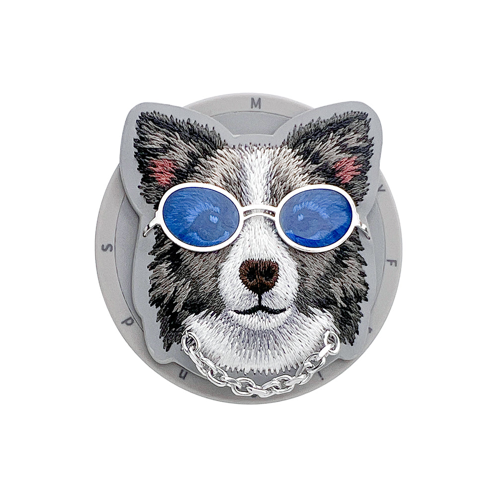 Nimmy Cool Glasses Cute Pets 3D Embroidery Magnetic Bracket Phone Holder