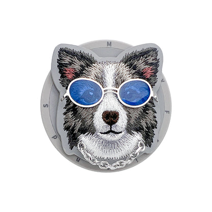 Nimmy Cool Glasses Cute Pets 3D Embroidery Magnetic Bracket Phone Holder