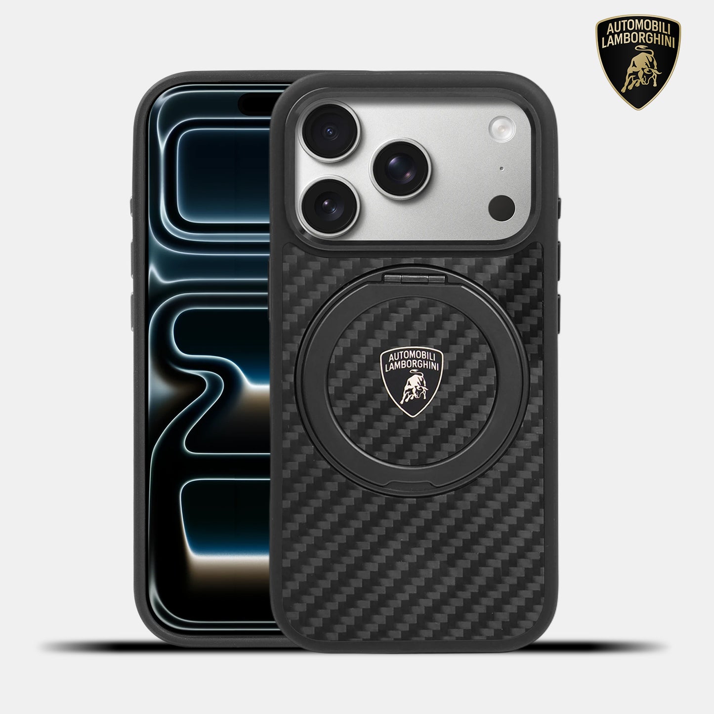 Lamborghini MagSafe 360° Stand  Carbon Fiber Phone Case - Temerario D4