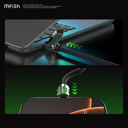 Mfish Armored Dragon VIII 240W USB-A+Type-C to Lightning+Type-C 4-in-1 Data Cable Charging Line