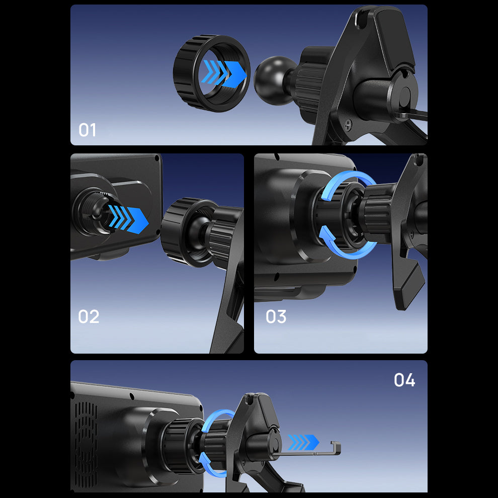 X-Doria Raptic Smart Rotation Kevlar Car Mount Foldable Phone Holder 15W Wireless Charger