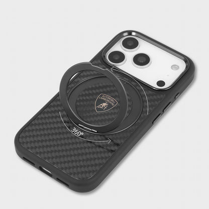 Lamborghini MagSafe 360° Stand  Carbon Fiber Phone Case - Temerario D4