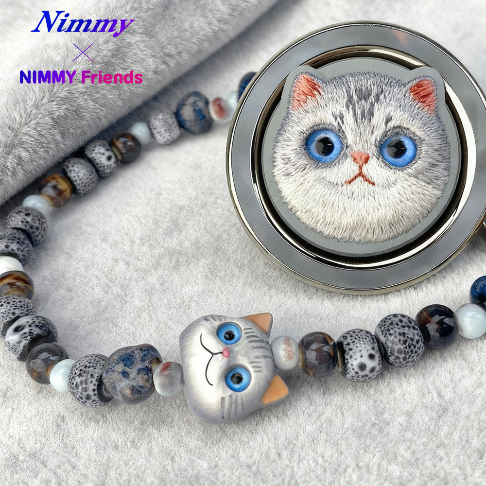 iPhoneアクセサリー minami Nimmy Big Eyes Cute Pets 3D Ceramic Bracelet Phone Lanyard – Armor