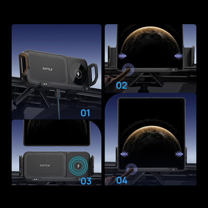 X-Doria Raptic Smart Rotation Kevlar Car Mount Foldable Phone Holder 15W Wireless Charger