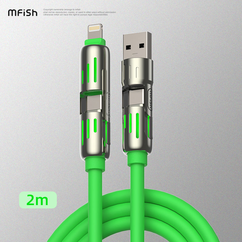 Mfish Armored Dragon I 240W USB-A+Type-C to Lightning+Type-C 4-in-1 Data Cable Charging Line