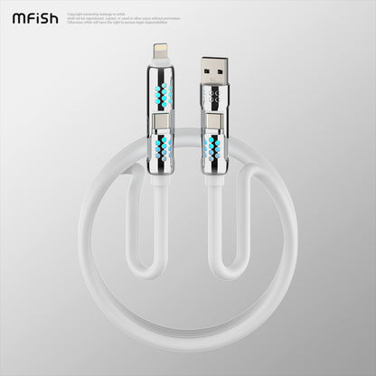 Mfish Armored Dragon VIII 240W USB-A+Type-C to Lightning+Type-C 4-in-1 Data Cable Charging Line