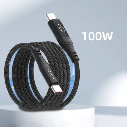 Lamborghini 100W USB-C to USB-C Charge & Sync Magnetic Cable with Digital LCD Display - Urus D1