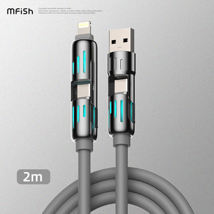 Mfish Armored Dragon I 240W USB-A+Type-C to Lightning+Type-C 4-in-1 Data Cable Charging Line