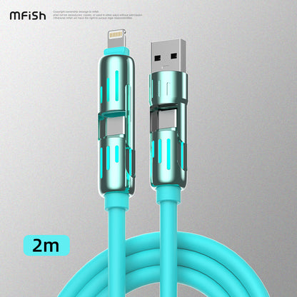 Mfish Armored Dragon I 240W USB-A+Type-C to Lightning+Type-C 4-in-1 Data Cable Charging Line