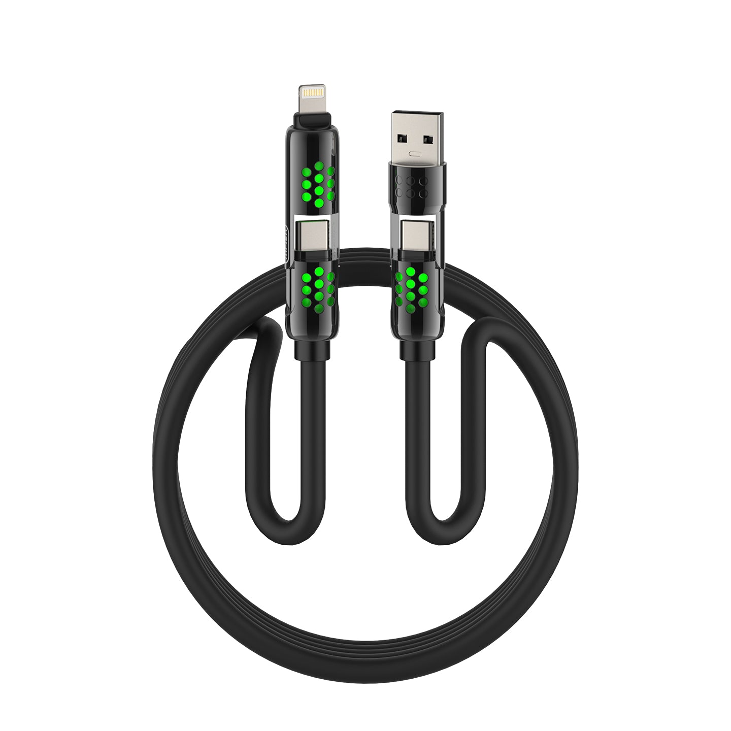 Mfish Armored Dragon VIII 240W USB-A+Type-C to Lightning+Type-C 4-in-1 Data Cable Charging Line