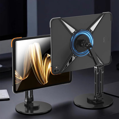 Amor King X 360° Magsafe Pivot Ring Stand True Air Shockproof Metal Alloy Case for Apple iPad