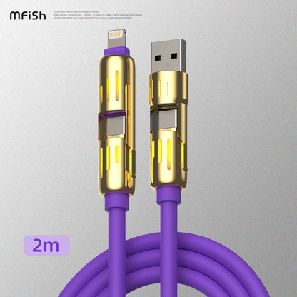 Mfish Armored Dragon I 240W USB-A+Type-C to Lightning+Type-C 4-in-1 Data Cable Charging Line