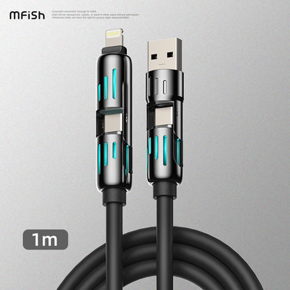 Mfish Armored Dragon I 240W USB-A+Type-C to Lightning+Type-C 4-in-1 Data Cable Charging Line