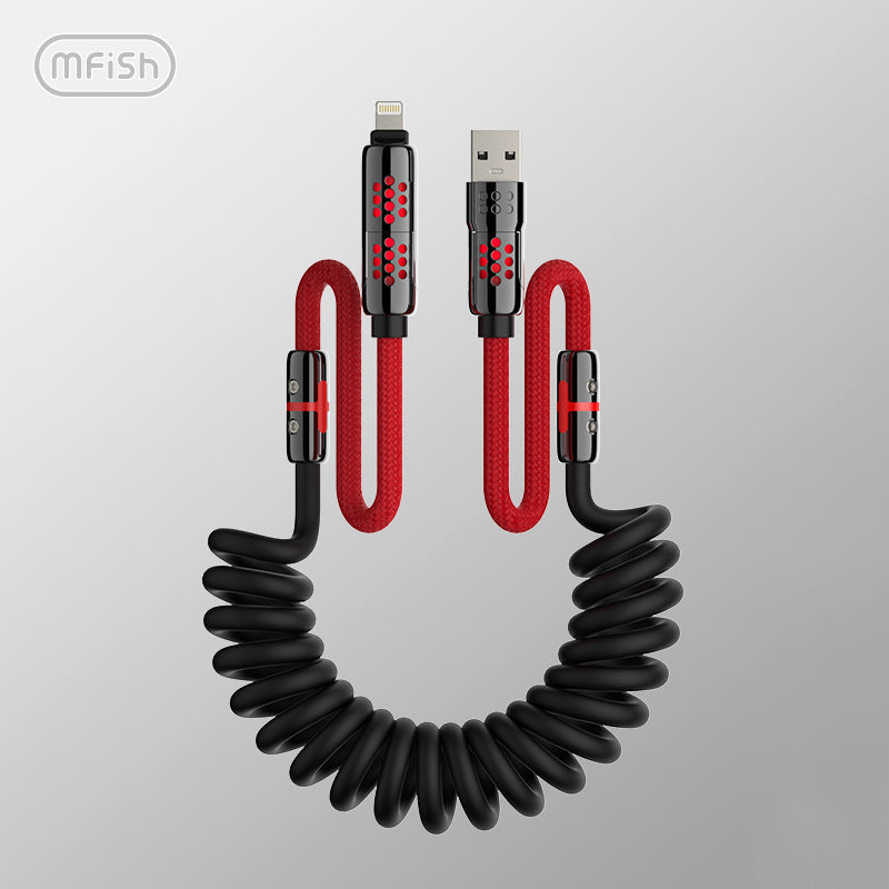 Mfish Armored Dragon VIII 240W USB-A+Type-C to Lightning+Type-C 4-in-1 Elastic Data Cable Charging Line