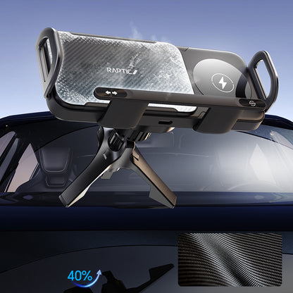 X-Doria Raptic Smart Rotation Kevlar Car Mount Foldable Phone Holder 15W Wireless Charger