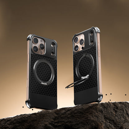 Armor King Bezel-less Leatherette Back Air Cushion MagSafe Metal Case Cover