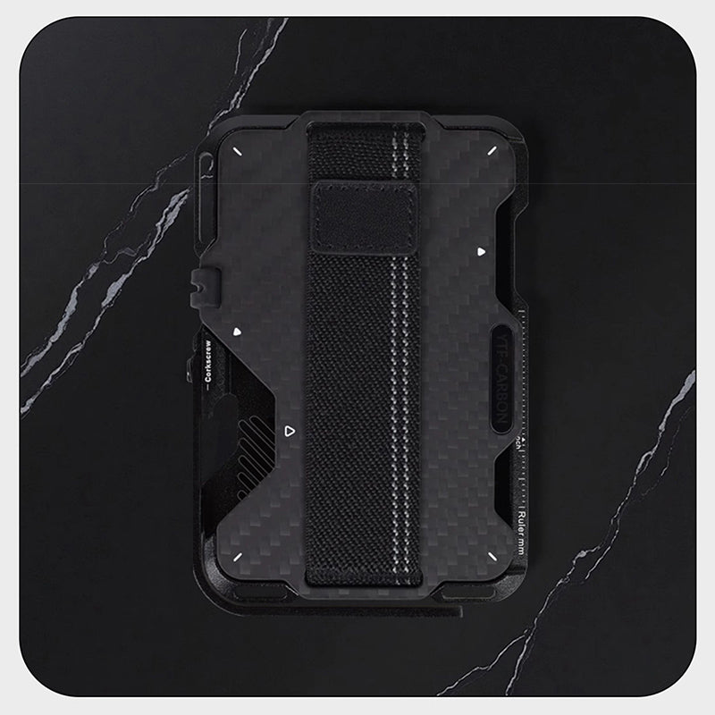 Armor King Magnetic Multi-Tool Metal Wallet Carbon Fiber Cover Card Holder
