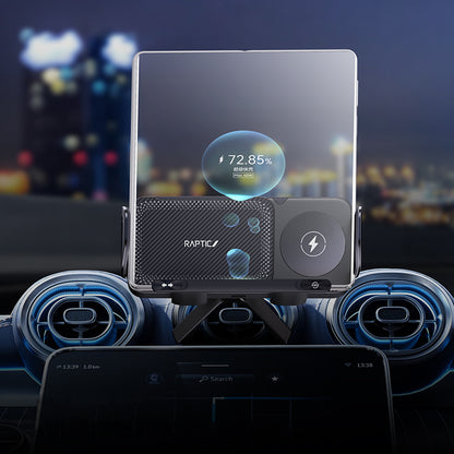 X-Doria Raptic Smart Rotation Kevlar Car Mount Foldable Phone Holder 15W Wireless Charger